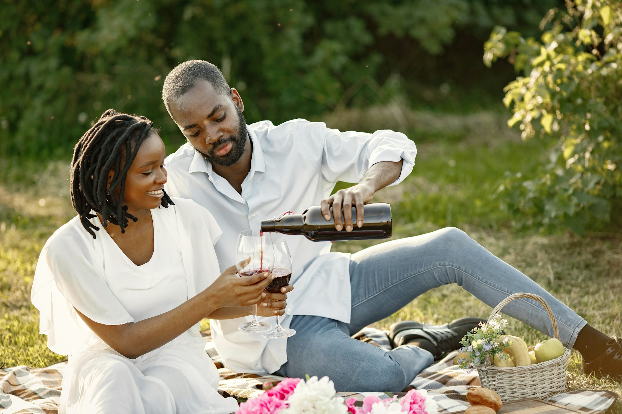 African american couple on a summer picnic